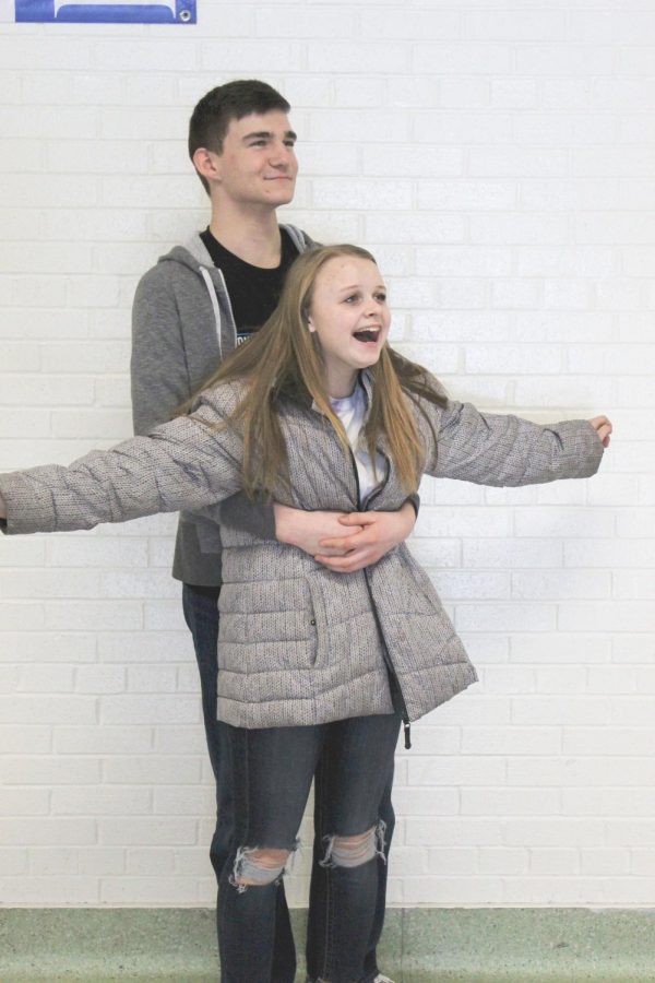 Grace and Noah reenact the infamous Titanic scene. 