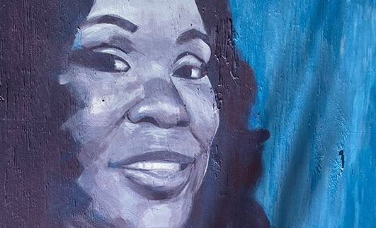 Painting of Breonna Taylor by Unknown, Located At The Pedestrian Mall In Downtown Kalamazoo, Mi